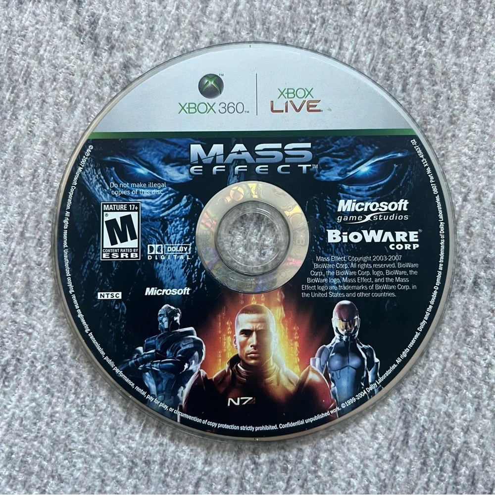 Microsoft Xbox 360 Mass Effect Video Game Disc ONLY